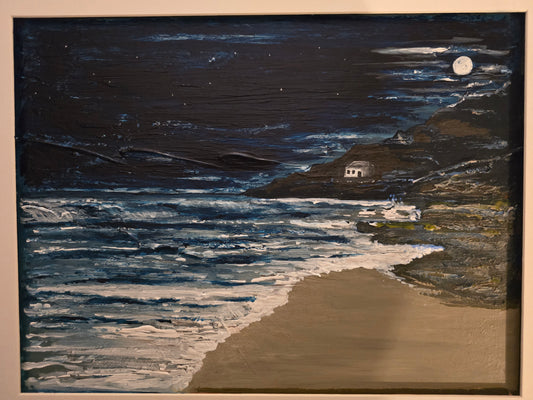 Moonlit Cottage - Framed